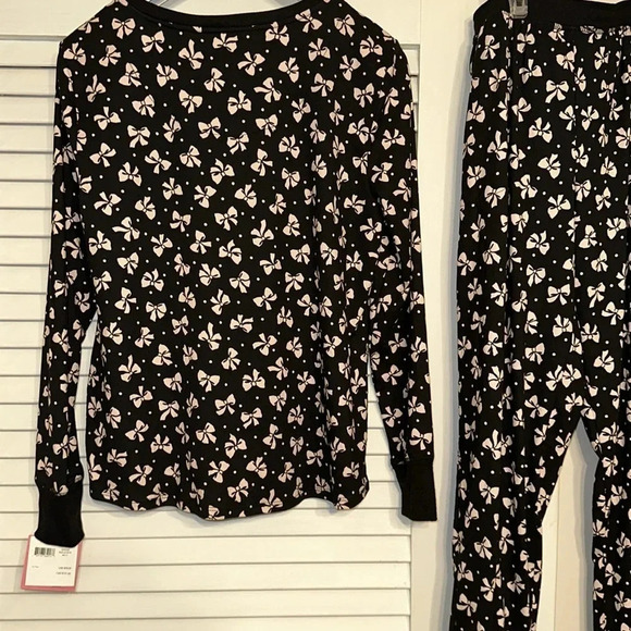 💕NWT Kate Spade New York Designer Luxury Women’s Pajama 2PC Set Black/Pink MED - Picture 9 of 9